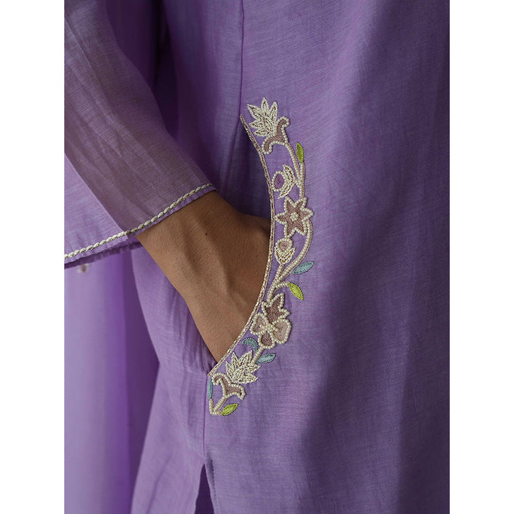 Kanika Sharma Purple Pearl and Resham Hand Embroidered Sharara (Set of 3)