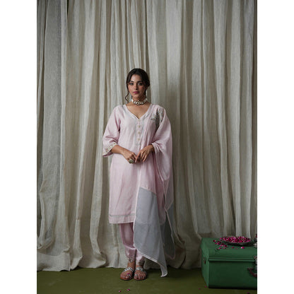 Kanika Sharma Pink Resham and Thread Work Salwar Suit (Set of 3)