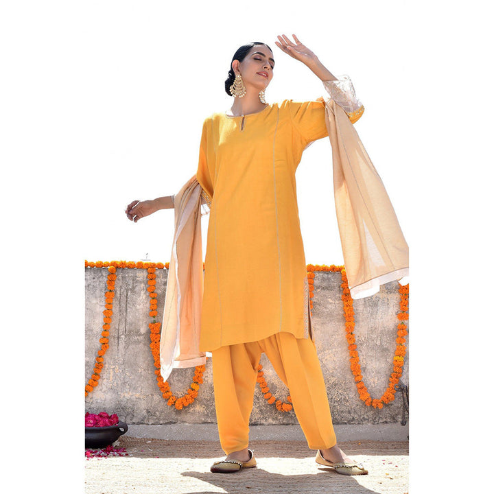 Kanika Sharma Haldi Lahoriya Kurta with Peshwa Salwar & Dupatta (Set of 3)