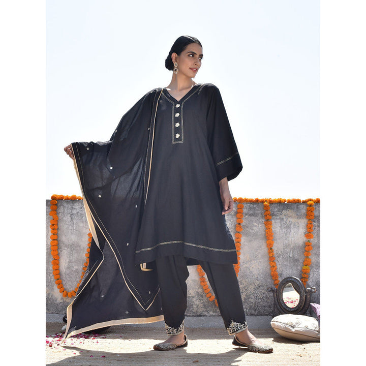 Kanika Sharma Surman Lahoriya Kurta with Peshwa Salwar & Dupatta (Set of 3)