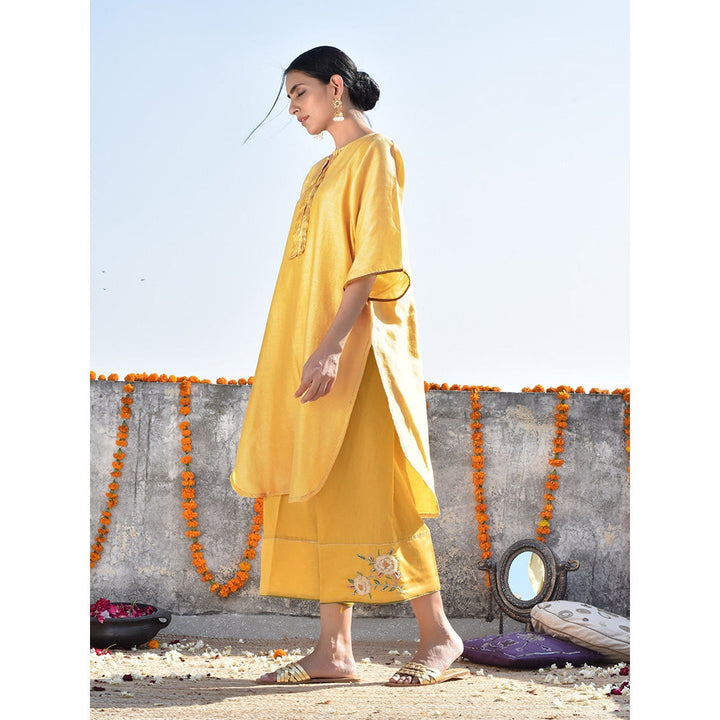 Kanika Sharma Haldi Chanderi Kurta with Palazzo (Set of 2)