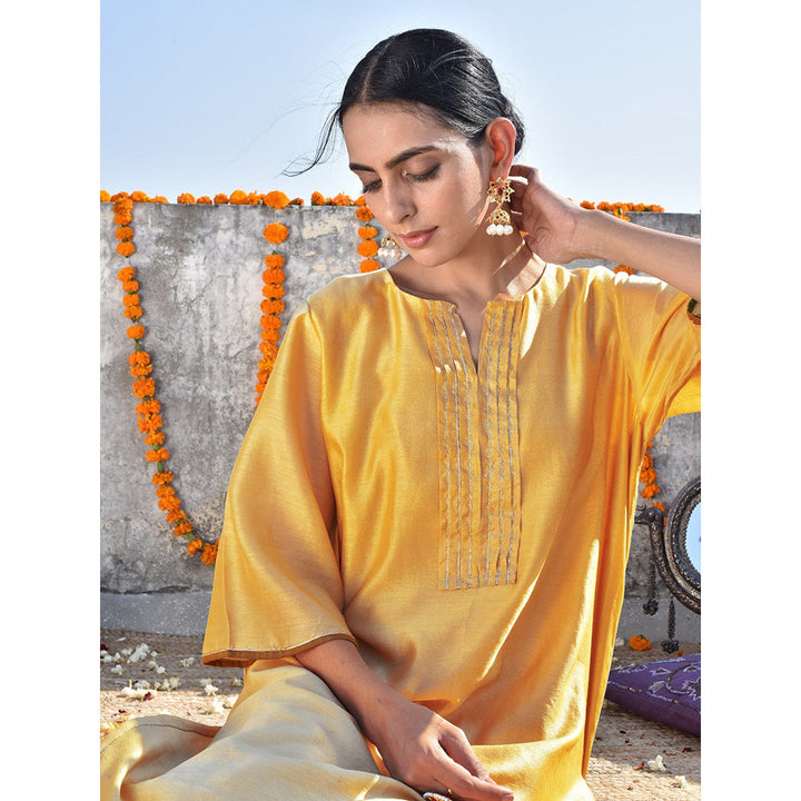 Kanika Sharma Haldi Chanderi Kurta with Palazzo (Set of 2)