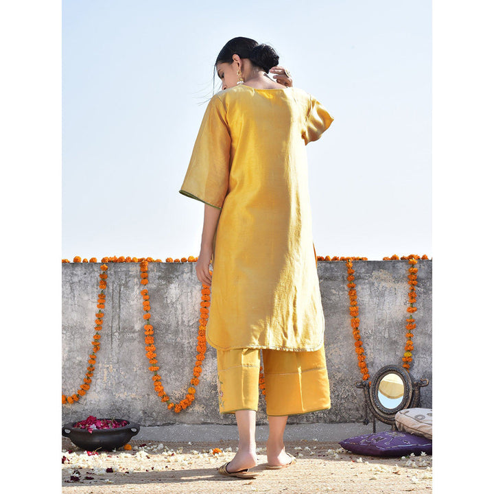 Kanika Sharma Haldi Chanderi Kurta with Palazzo (Set of 2)