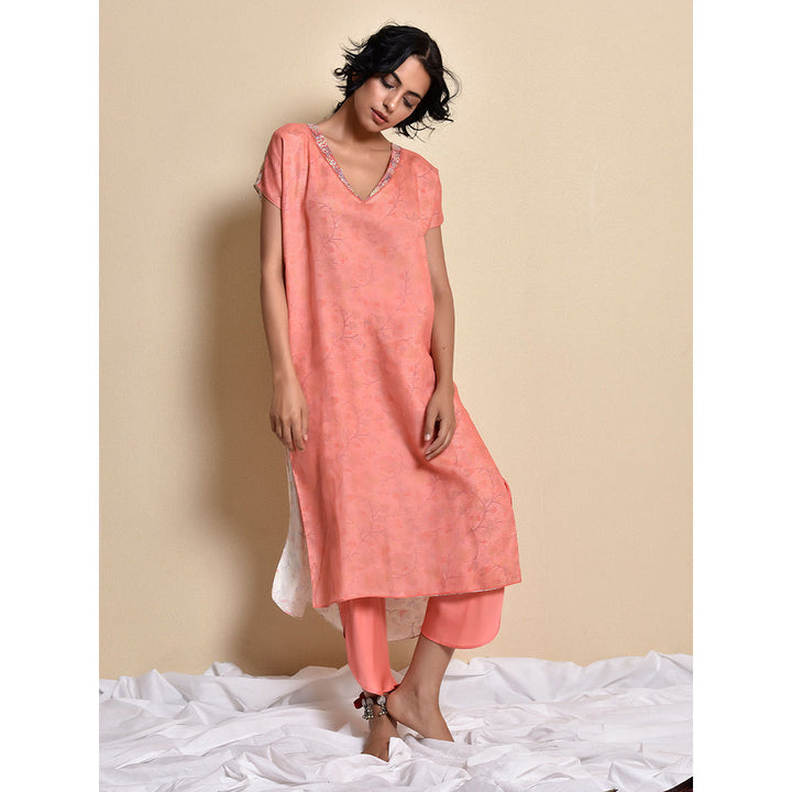 Kanika Sharma Coral Noori Moonga Kota Kurta Set