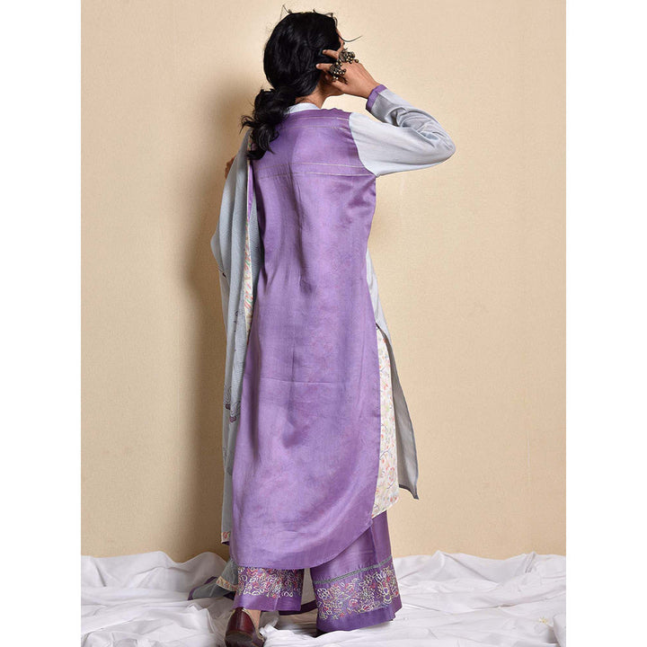 Kanika Sharma Grey Chanderi Kurta Set With Dupatta