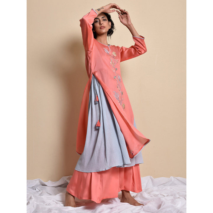 Kanika Sharma Coral Chanderi Gherav Kurta Set