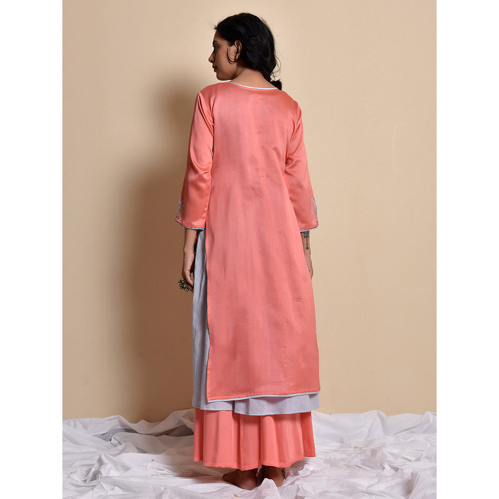 Kanika Sharma Coral Chanderi Gherav Kurta Set