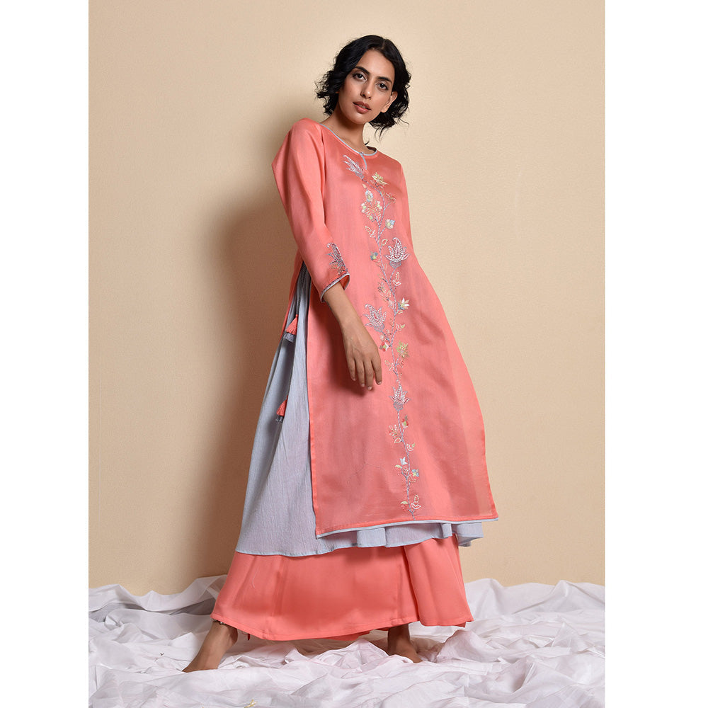 Kanika Sharma Coral Chanderi Gherav Kurta Set