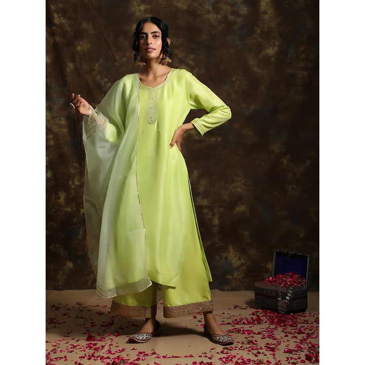 Kanika Sharma Mithu Kurta And Palazzo With Organza Dupatta (Set of 3)