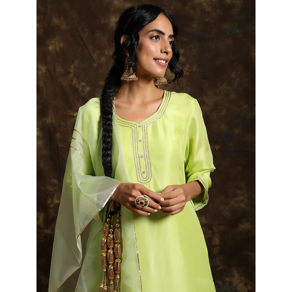 Kanika Sharma Mithu Kurta And Palazzo With Organza Dupatta (Set of 3)