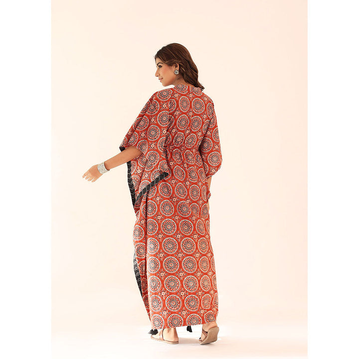 Kaori By Shreya Red Printed Relaxed Kaftan Kurta with Waist Dori