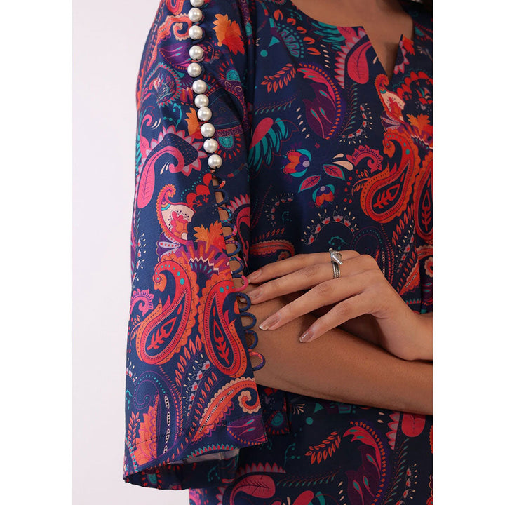 Kaori By Shreya Blue and Pink Printed Relaxed Co-ords Top and Pant with 2 Pockets (Set of 2)