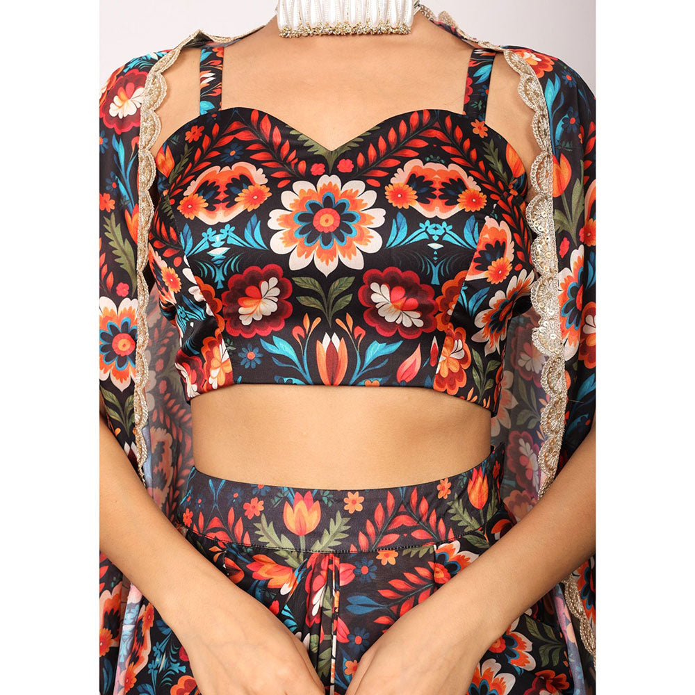 Kaori By Shreya Multicolour Floral Co-ords with Sweetheart Tube Top, Skirt and Shrug (Set of 3)