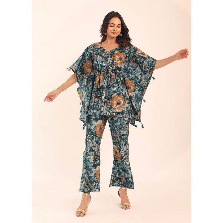 Kaori By Shreya Multicolour Floral Printed Relaxed Co-ords Kaftan Top and Pant (Set of 2)