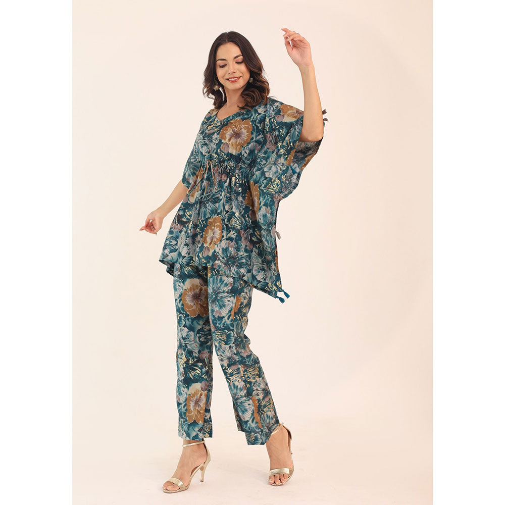 Kaori By Shreya Multicolour Floral Printed Relaxed Co-ords Kaftan Top and Pant (Set of 2)