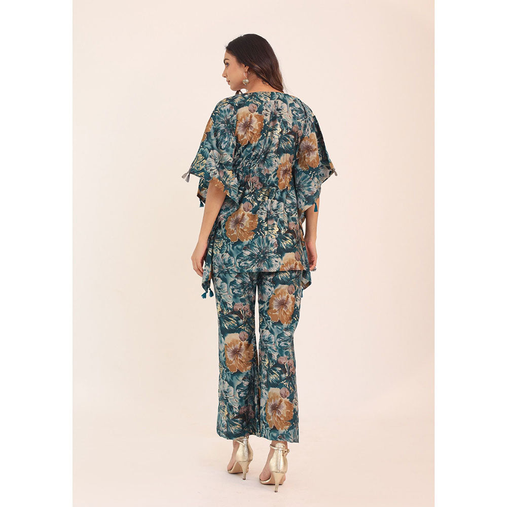 Kaori By Shreya Multicolour Floral Printed Relaxed Co-ords Kaftan Top and Pant (Set of 2)