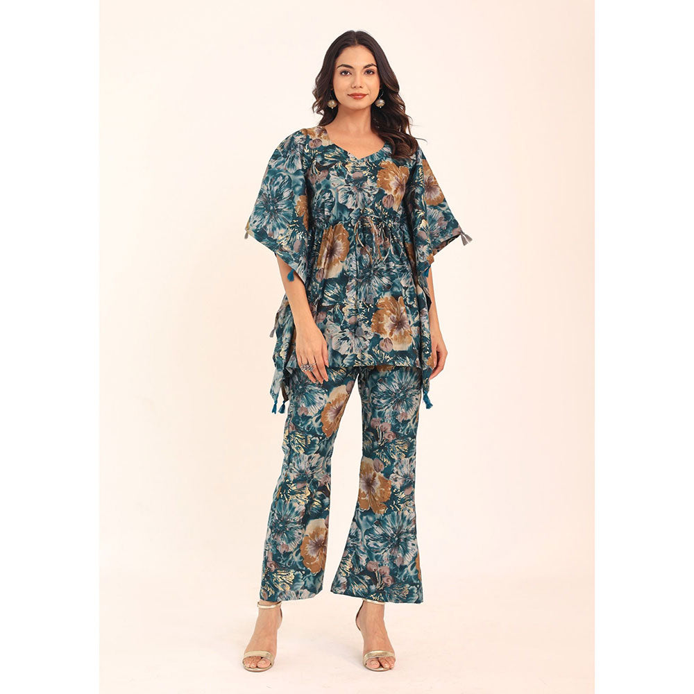 Kaori By Shreya Multicolour Floral Printed Relaxed Co-ords Kaftan Top and Pant (Set of 2)