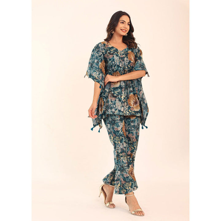 Kaori By Shreya Multicolour Floral Printed Relaxed Co-ords Kaftan Top and Pant (Set of 2)