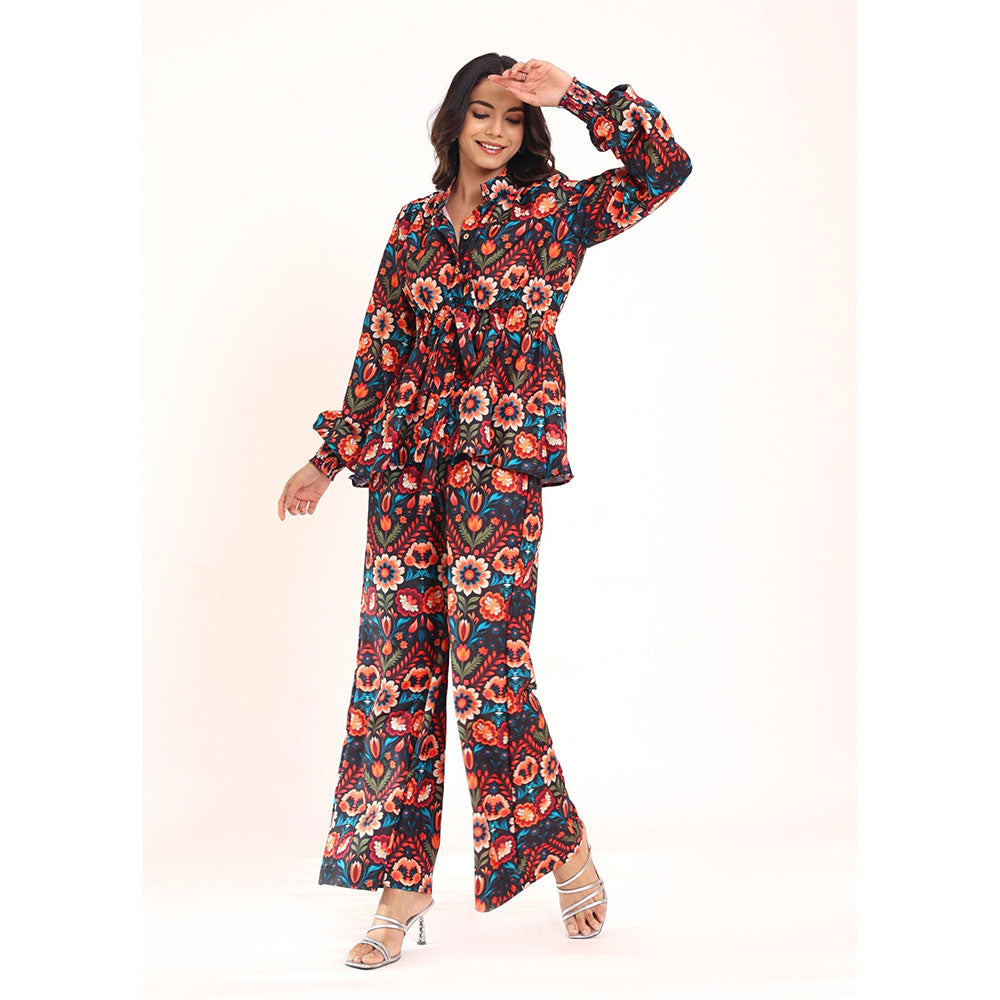 Kaori By Shreya Multicolour Floral Relaxed Co-ords Top and Pant with 2 Pockets (Set of 2)