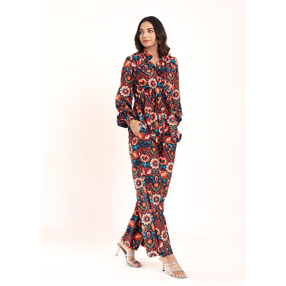 Kaori By Shreya Multicolour Floral Relaxed Co-ords Top and Pant with 2 Pockets (Set of 2)