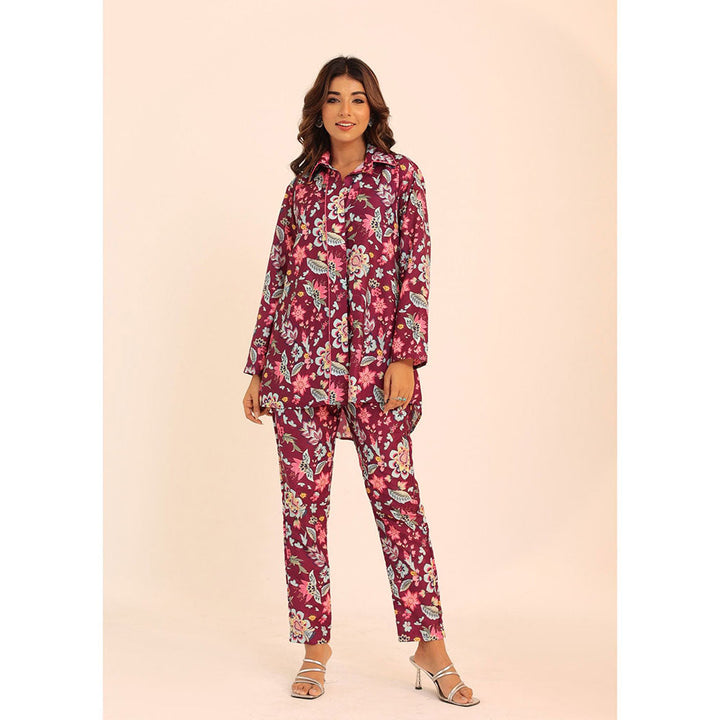 Kaori By Shreya Multicolour Floral Relaxed Co-ords With Collar Neckline Top and Pant (Set of 2)