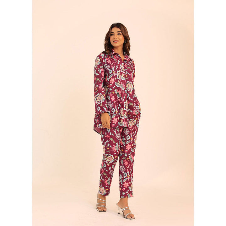 Kaori By Shreya Multicolour Floral Relaxed Co-ords With Collar Neckline Top and Pant (Set of 2)