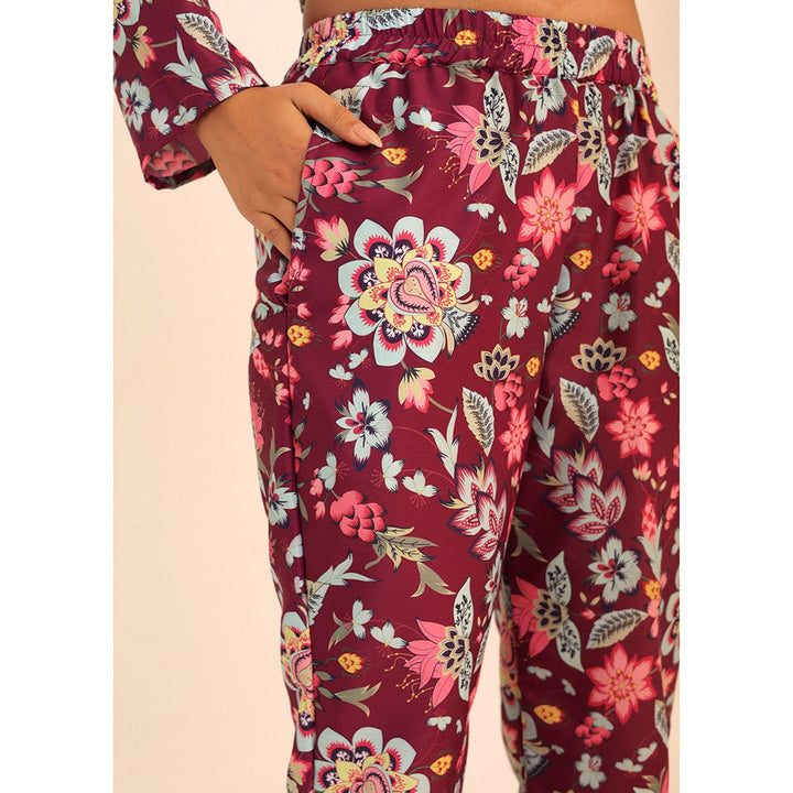 Kaori By Shreya Multicolour Floral Relaxed Co-ords With Collar Neckline Top and Pant (Set of 2)