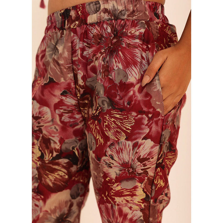 Kaori By Shreya Multicolour Floral Printed Western Style Co-ords Kaftan Top and Pant (Set of 2)