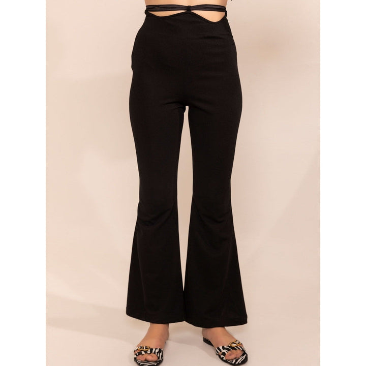 Kaori By Shreya Black Onyx Scallop Cut Out Trouser