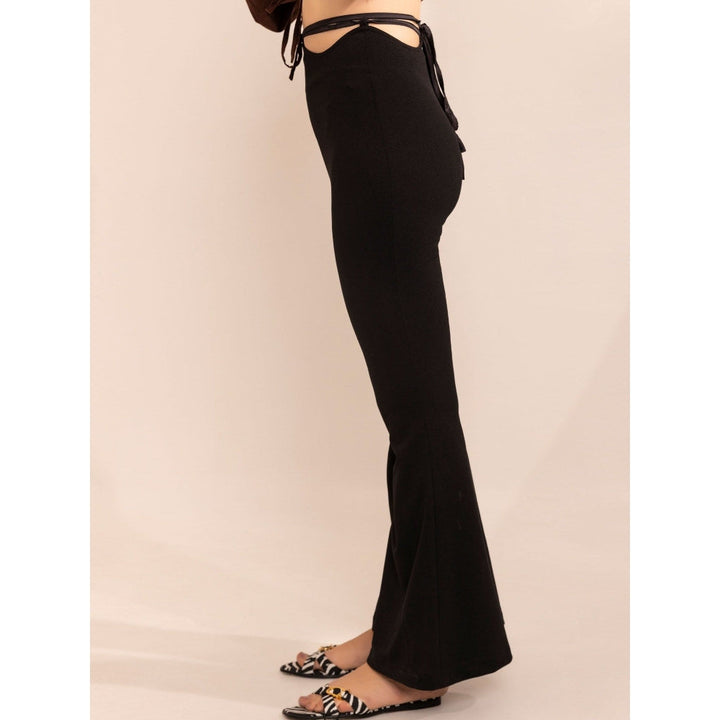 Kaori By Shreya Black Onyx Scallop Cut Out Trouser