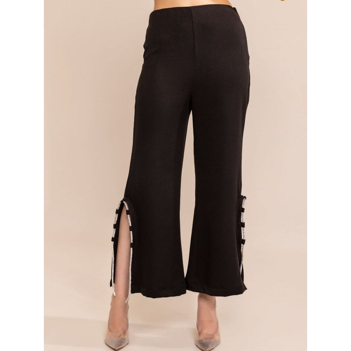 Kaori By Shreya Blazing Black Side Rhinestone Slit Pant