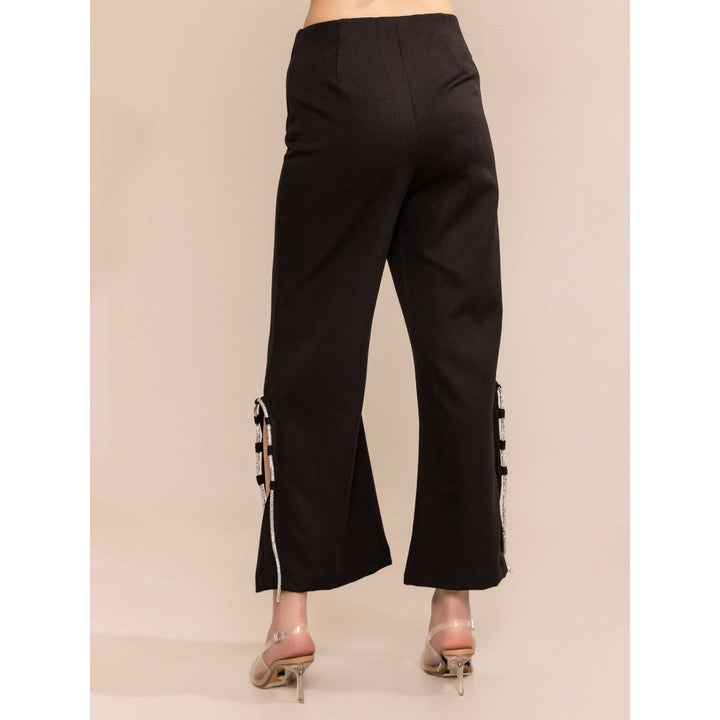 Kaori By Shreya Blazing Black Side Rhinestone Slit Pant