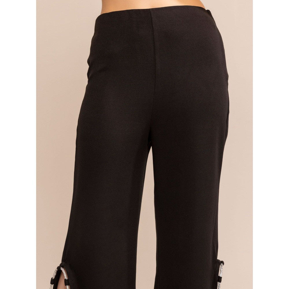 Kaori By Shreya Blazing Black Side Rhinestone Slit Pant