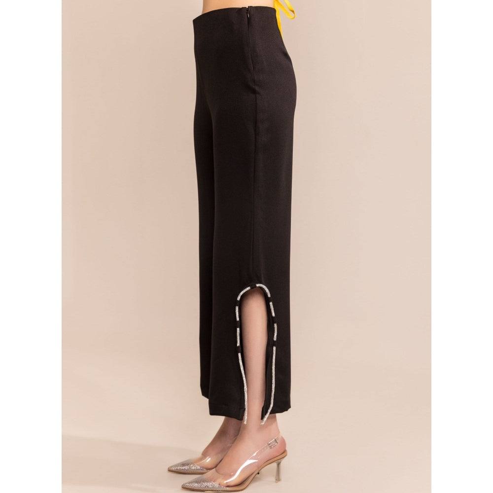 Kaori By Shreya Blazing Black Side Rhinestone Slit Pant