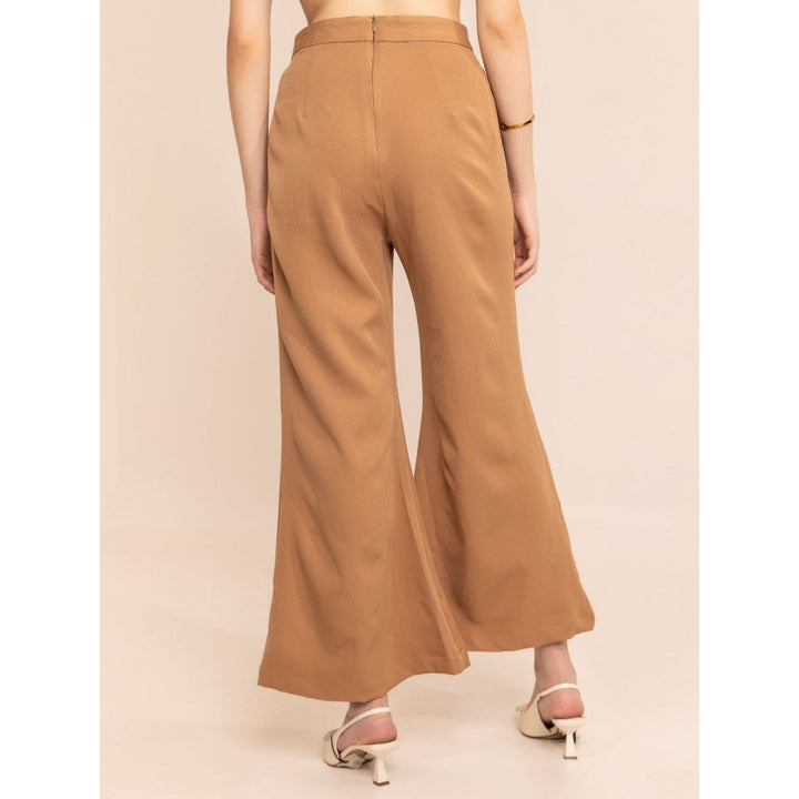 Kaori By Shreya Beige High Waist Cut Out Trouser