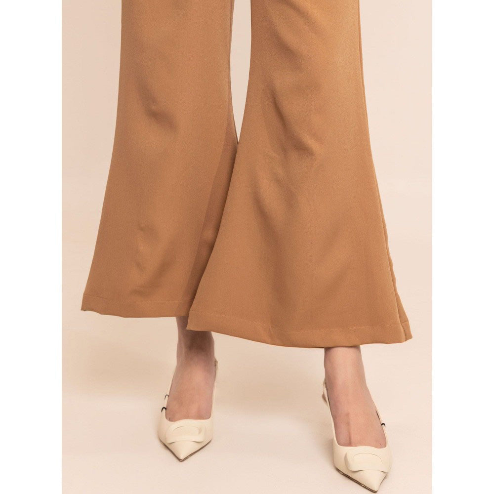 Kaori By Shreya Beige High Waist Cut Out Trouser