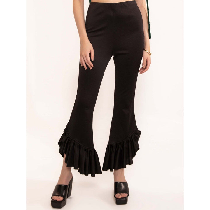 Kaori By Shreya Black Beauty Ruffled High Waisted Pant