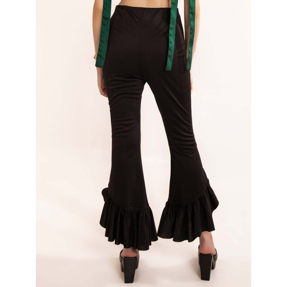 Kaori By Shreya Black Beauty Ruffled High Waisted Pant