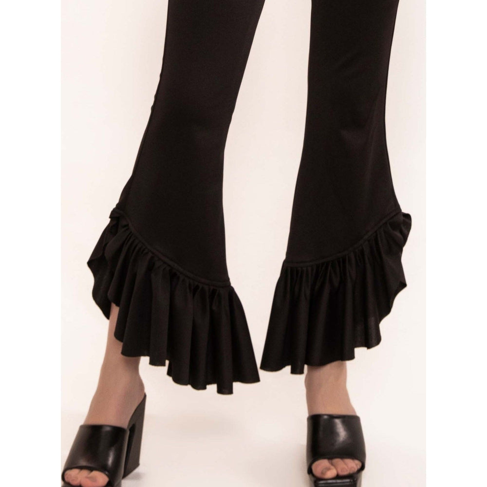 Kaori By Shreya Black Beauty Ruffled High Waisted Pant