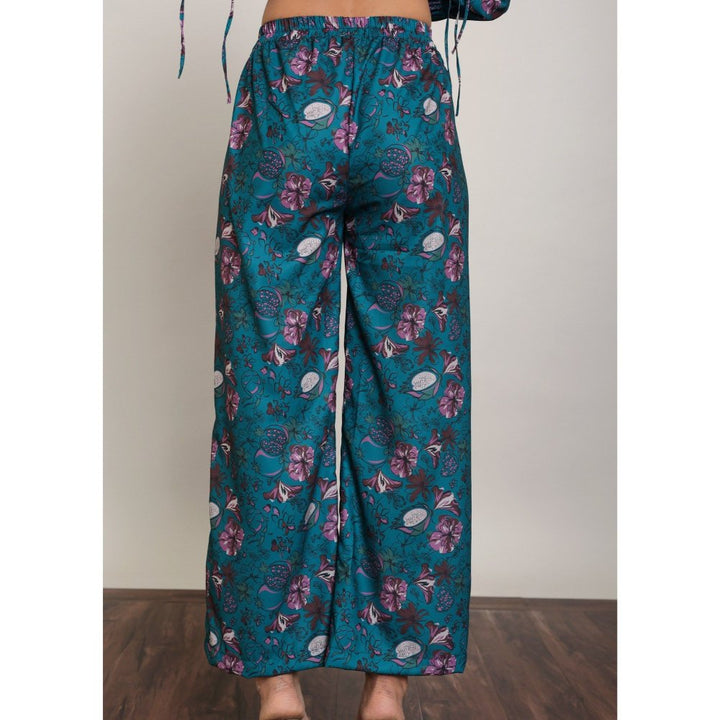 Kaori By Shreya Blue Green And Multi Floral Relaxed Pant