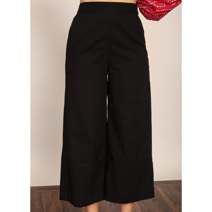 Kaori By Shreya Black Solid Pant With Back Elastic Belt