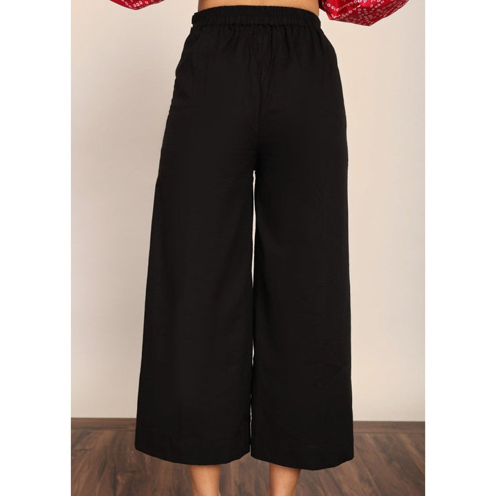 Kaori By Shreya Black Solid Pant With Back Elastic Belt