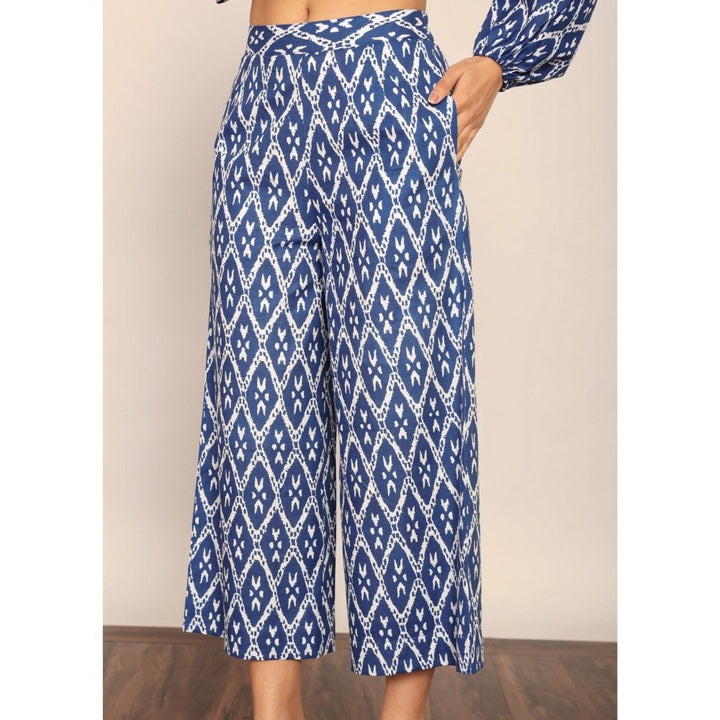 Kaori By Shreya Blue & White Relaxed Palazzo