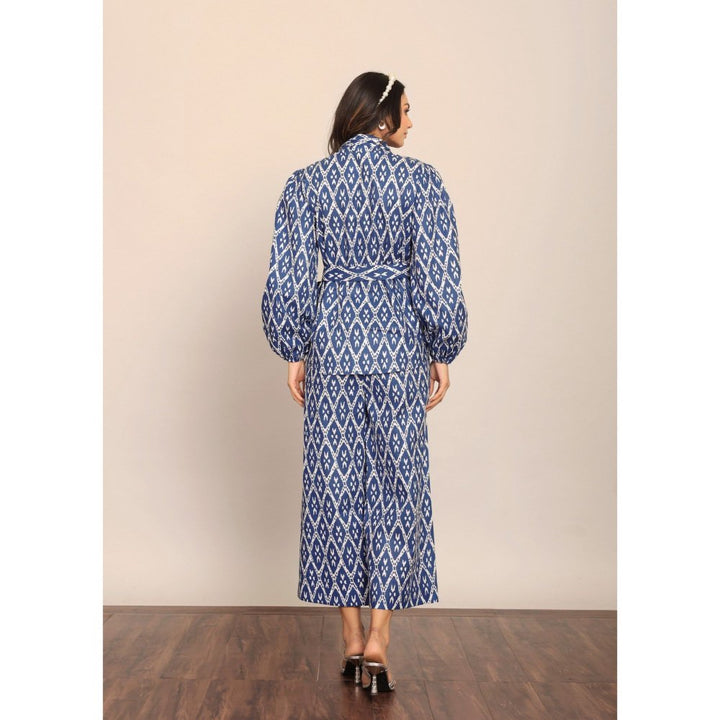 Kaori By Shreya Blue & White Relaxed Palazzo