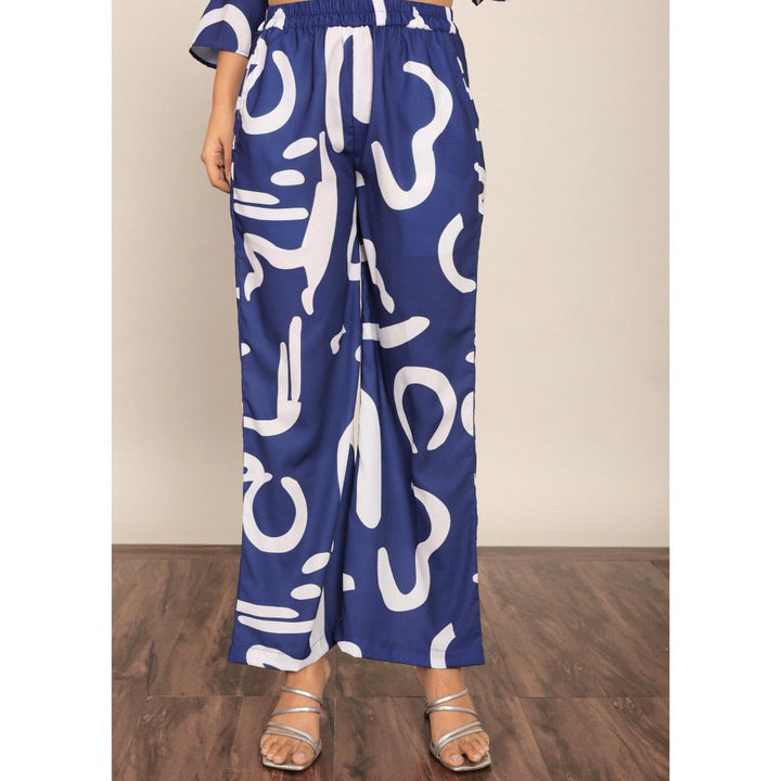 Kaori By Shreya Blue & White Relaxed Palazzo With 2 Pockets