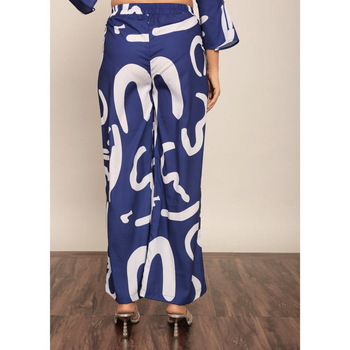 Kaori By Shreya Blue & White Relaxed Palazzo With 2 Pockets