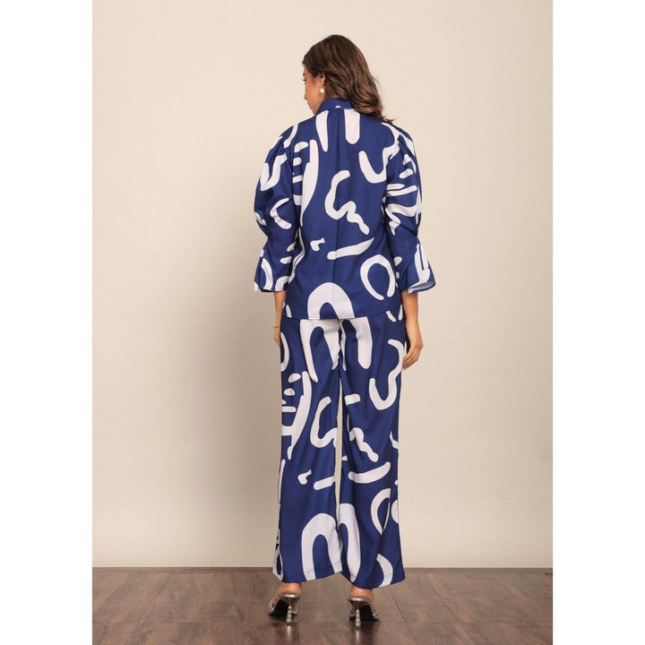 Kaori By Shreya Blue & White Relaxed Palazzo With 2 Pockets