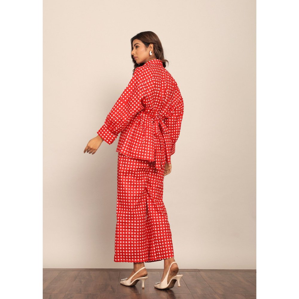 Kaori By Shreya Red Geometric Relaxed 2 Pockets Palazzo