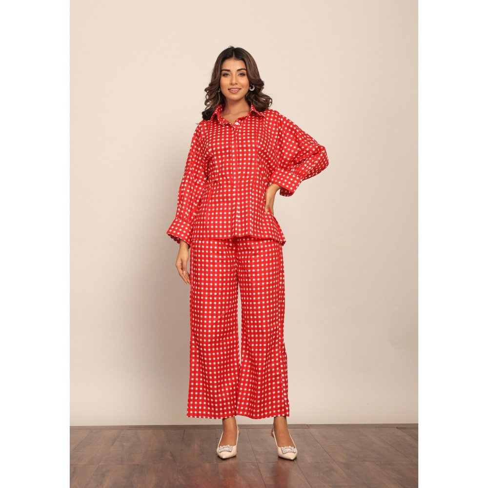 Kaori By Shreya Red Geometric Relaxed 2 Pockets Palazzo