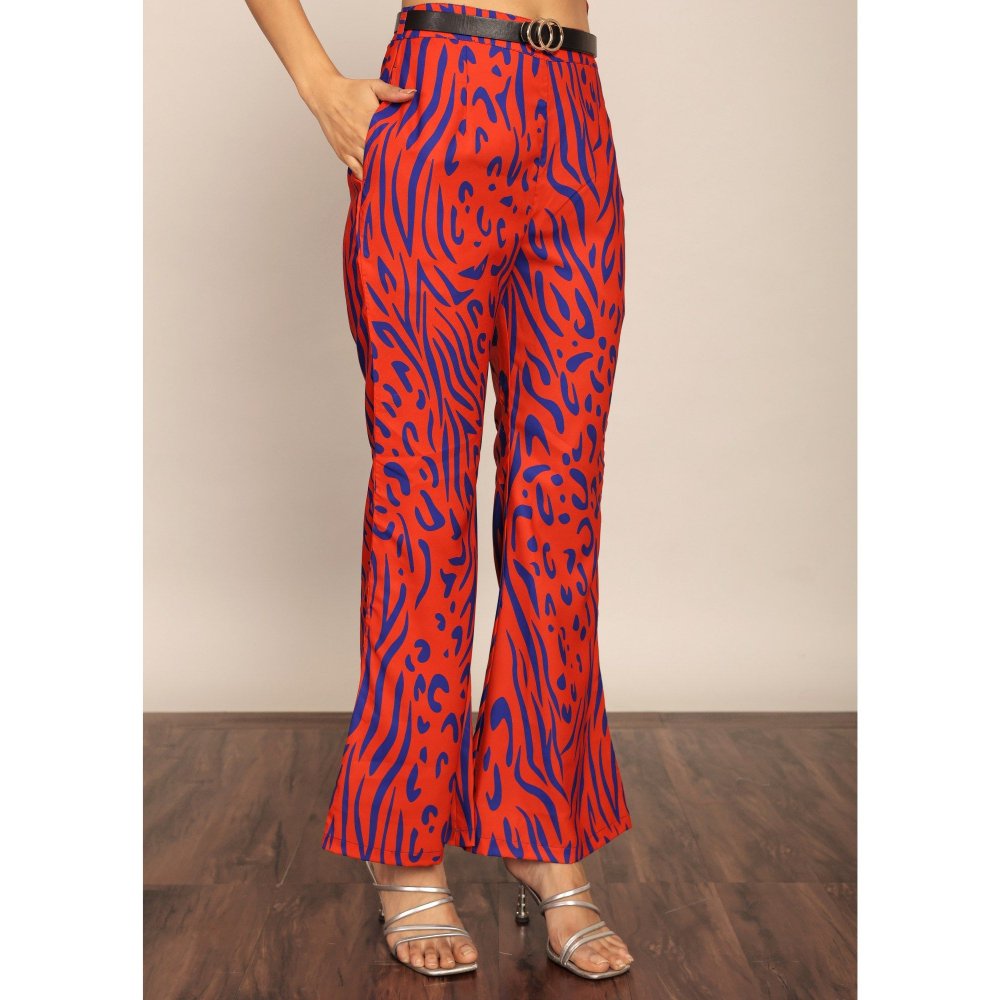 Kaori By Shreya Red And Black Relaxed 2 Pockets Pant